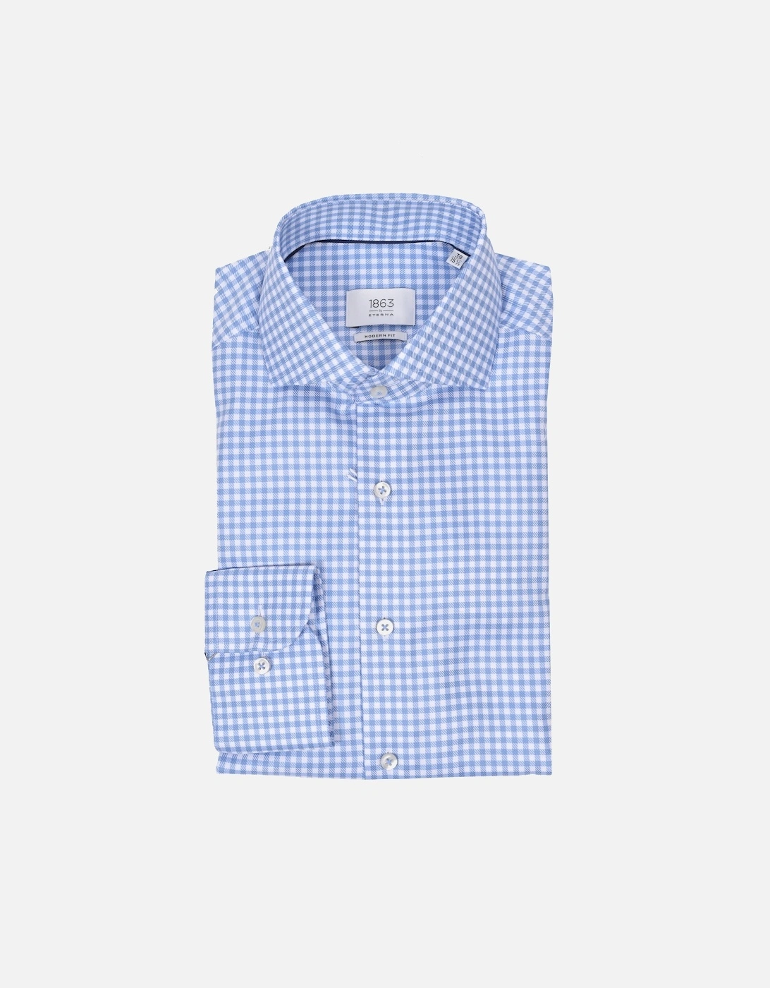 Eterna Modern Fit Checked Shirt Blue Check, 4 of 3