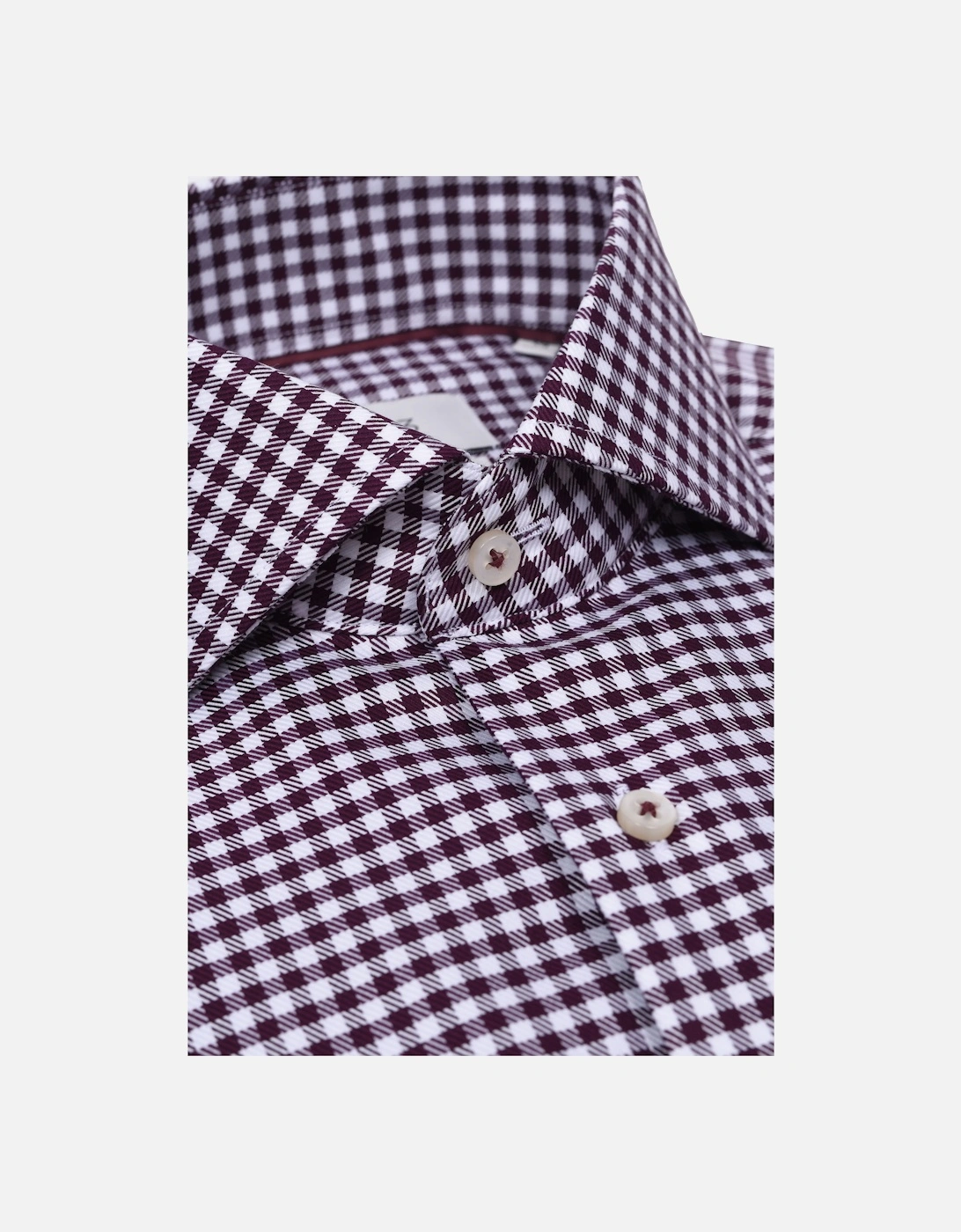 Eterna Modern Fit Checked Shirt Burgundy Check