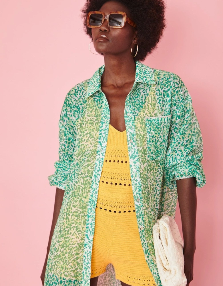 Green Semi-Sheer Shirt Dress
