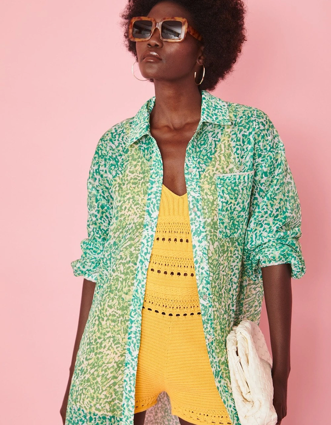 Green Semi-Sheer Shirt Dress