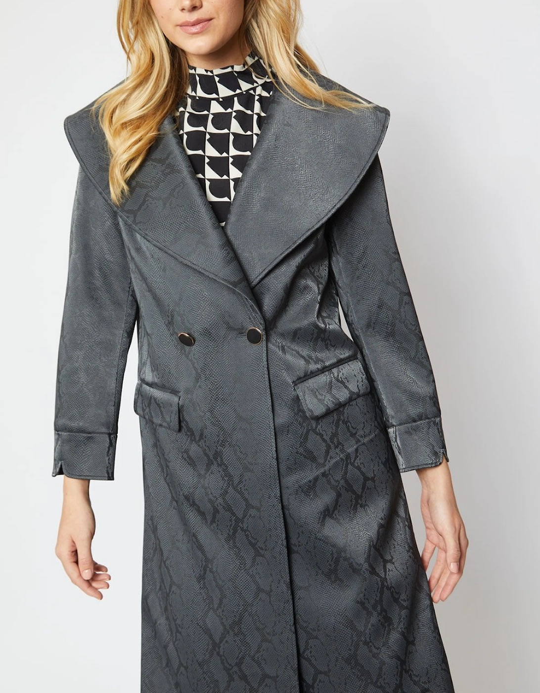 Black Trench Style Faux Suede Maxi Coat, 4 of 3