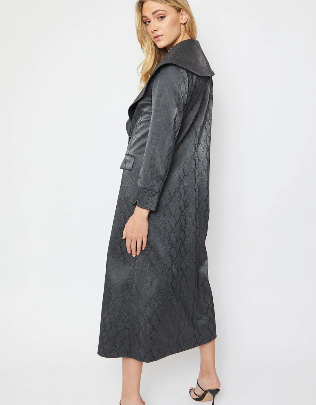 Black Trench Style Faux Suede Maxi Coat