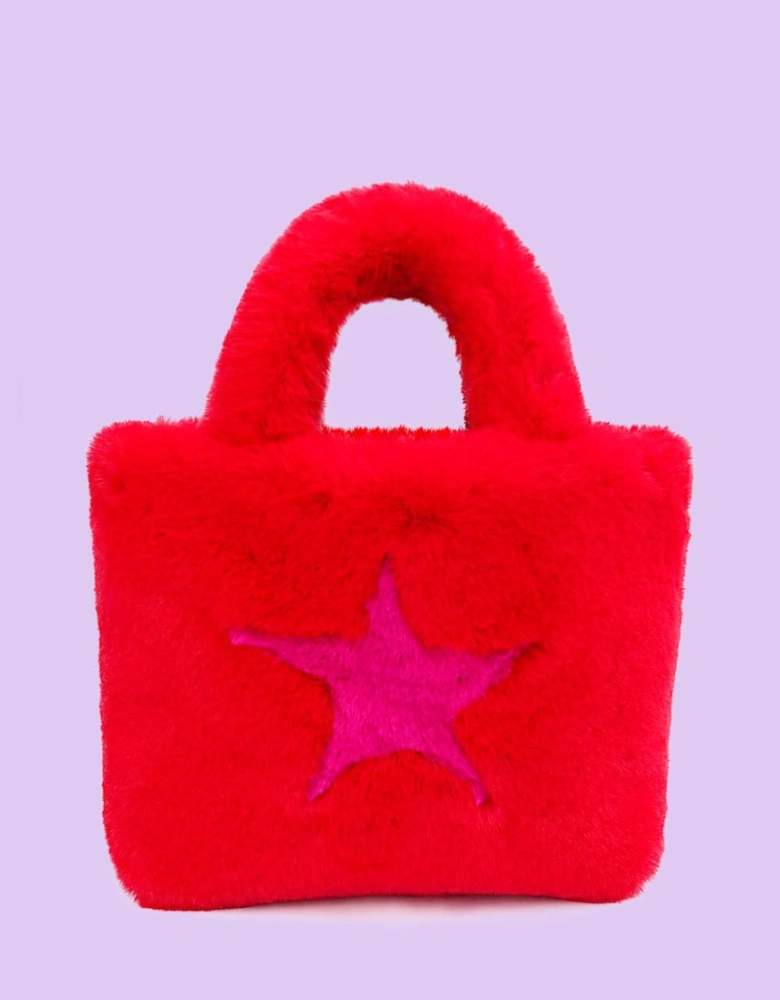 Faux Fur Tote Bag with Star Design