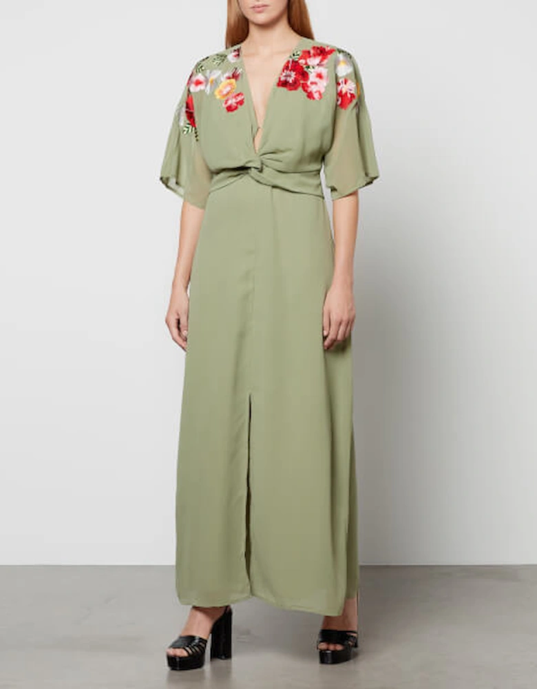 Hope & Ivy Cora Floral-Embroidered Chiffon Maxi Dress