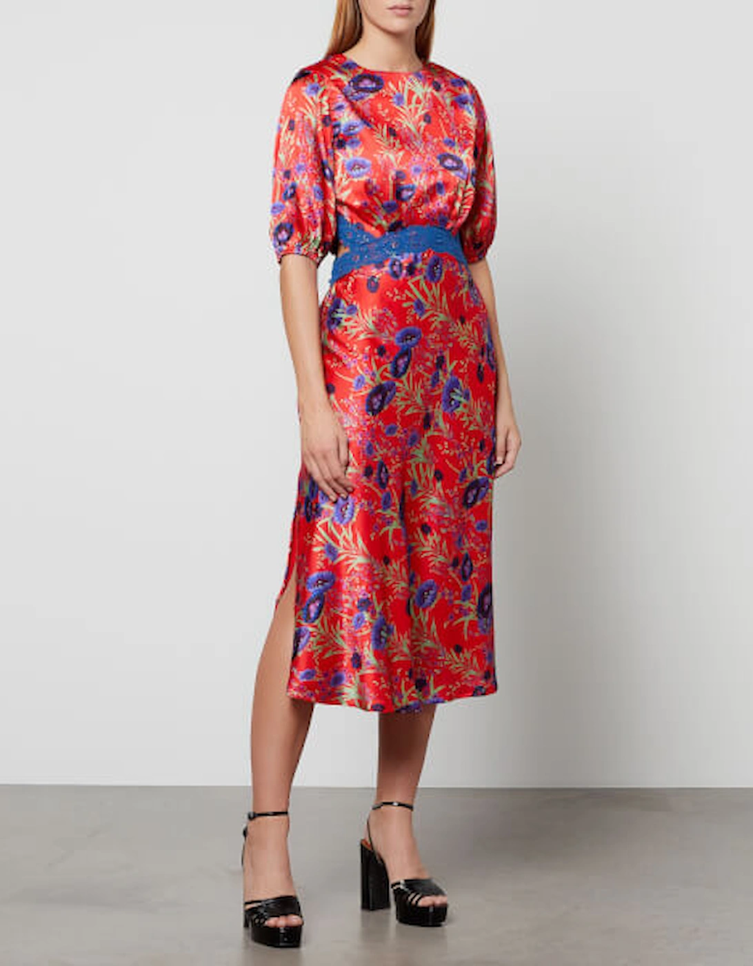 Hope & Ivy Odessa Lace-Trimmed Satin Midi Dress, 2 of 1