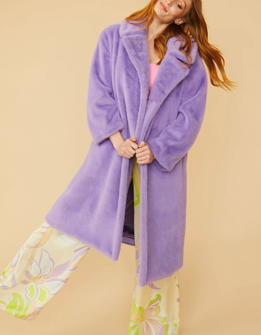 Purple Faux Fur Midi Coat, 5 of 4