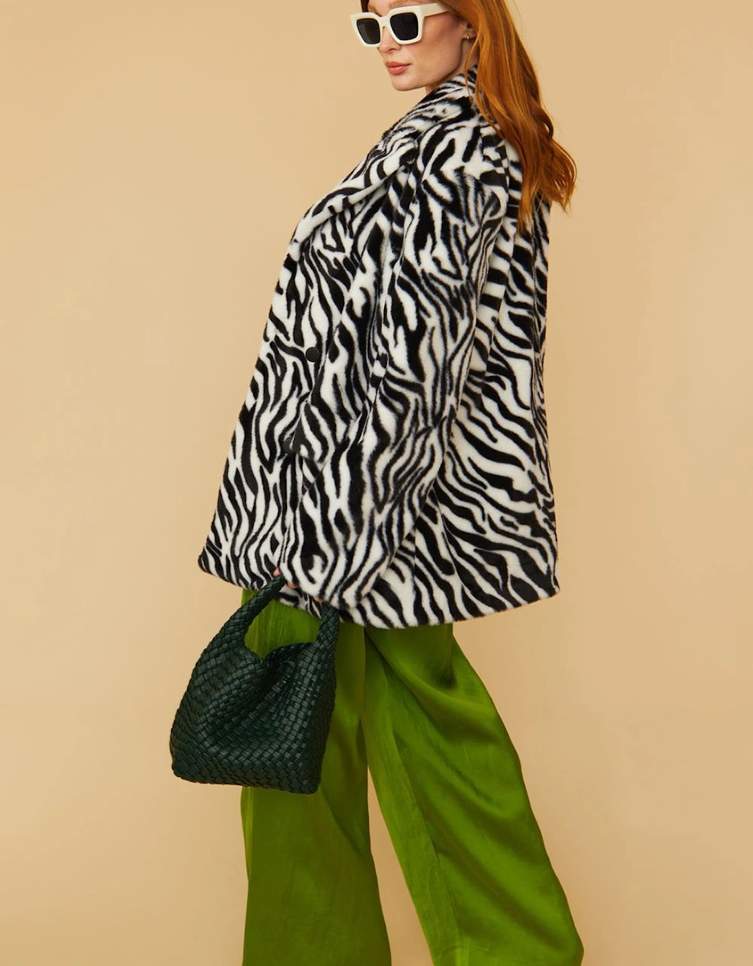 Zebra Faux Fur Oversized Coat