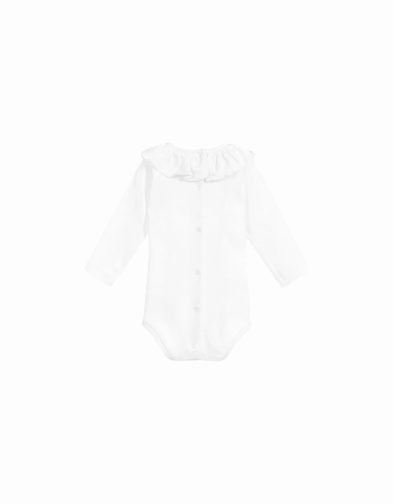 White Long Sleeve Frill Collar Body