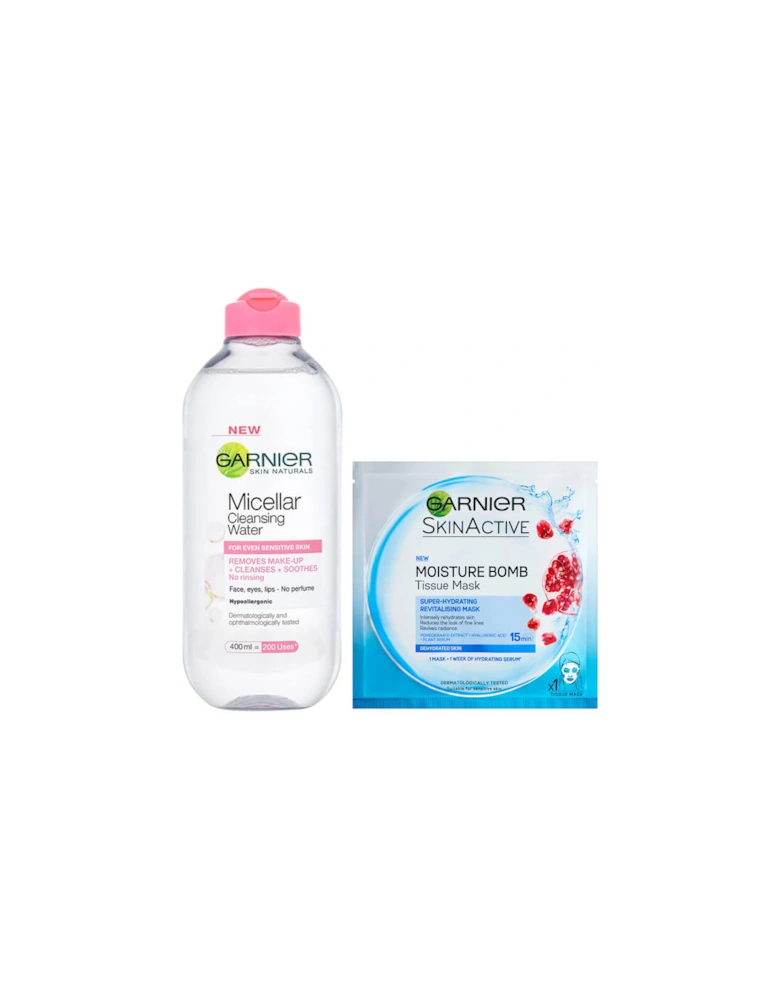 Micellar Water Sensitive Skin and Hydrating Face Sheet Mask for Dehydrated Skin Kit Exclusive (Worth £8.98)