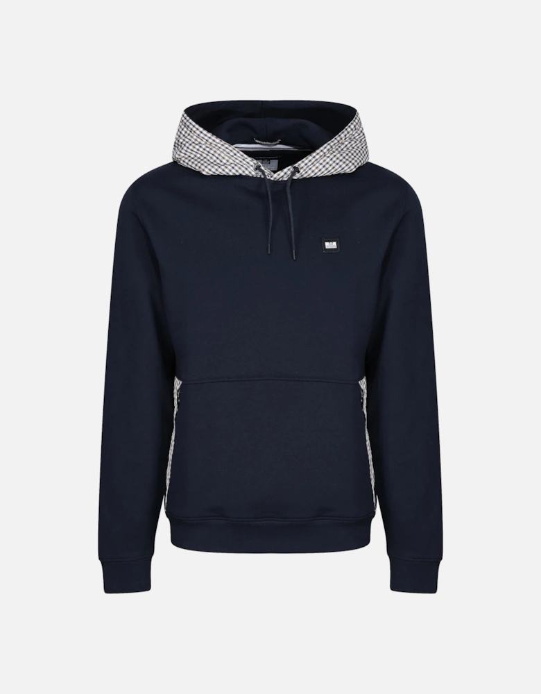 EL Caminito Mens Pullover Hoodie With Check Overlays - Check/Navy