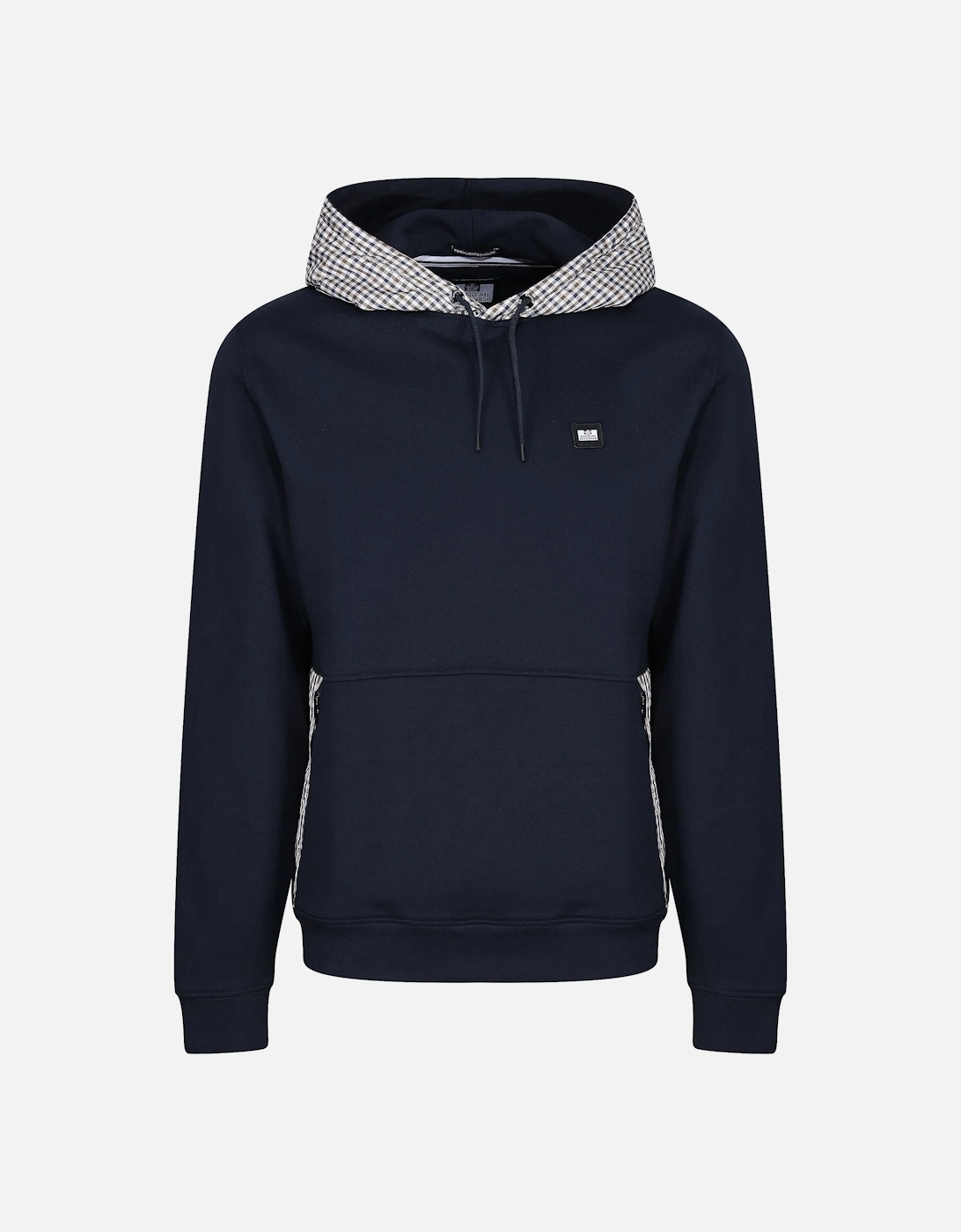 EL Caminito Mens Pullover Hoodie With Check Overlays - Check/Navy, 4 of 3