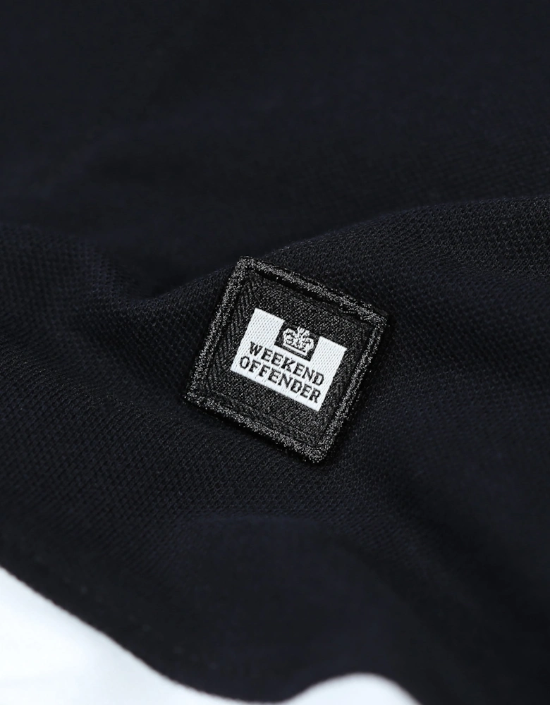 Seoul Block Stripe Panel Mens Polo Shirt - Black