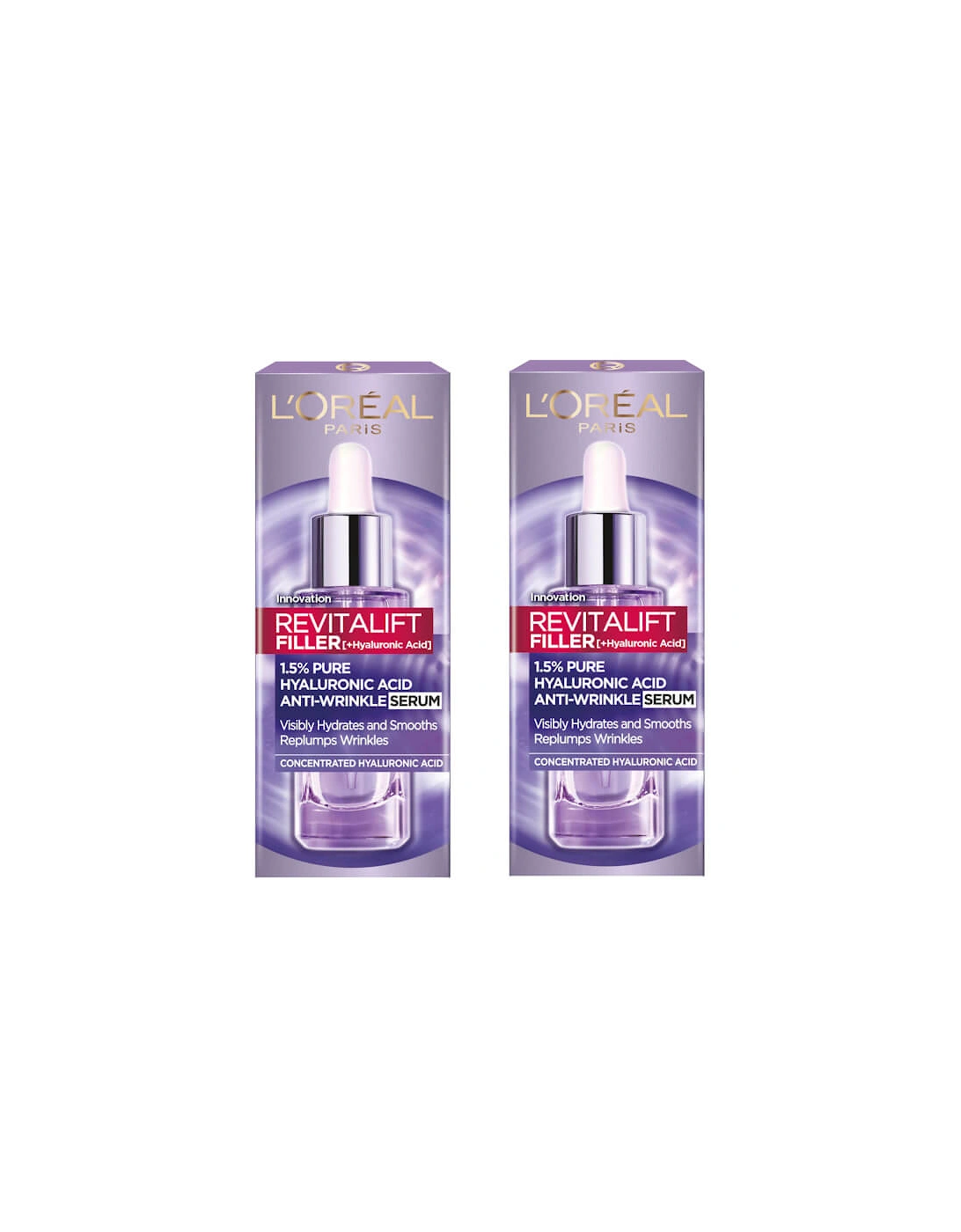 Paris Exclusive Revitalift Filler with 1.5% Hyaluronic Acid Anti-Wrinkle Dropper Serum Duo 2 x 30ml, 2 of 1
