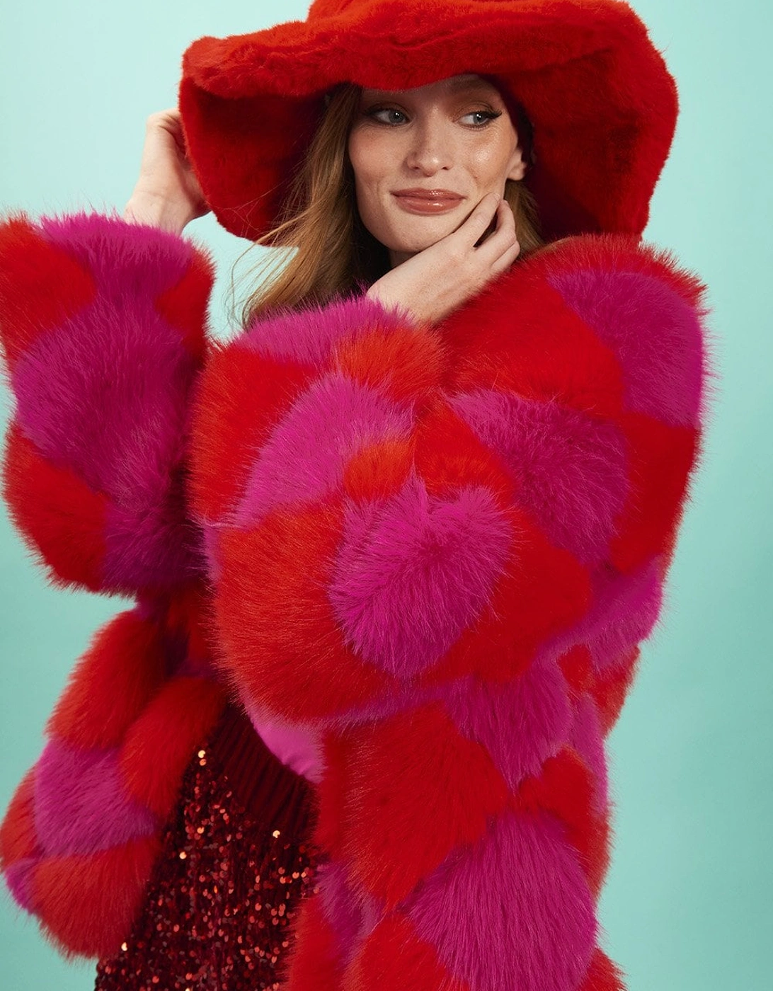 Red Faux Fur Oversized Hat, 8 of 7