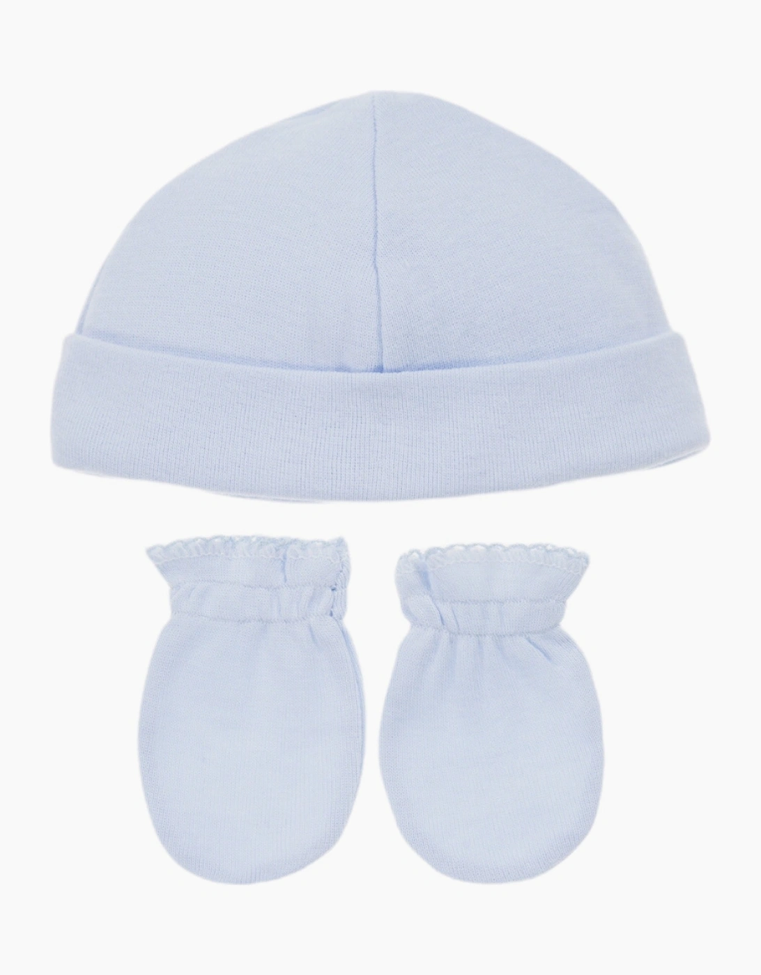 BABIDU Blue Hat and Mits Set - Size: 0 (Newborn)