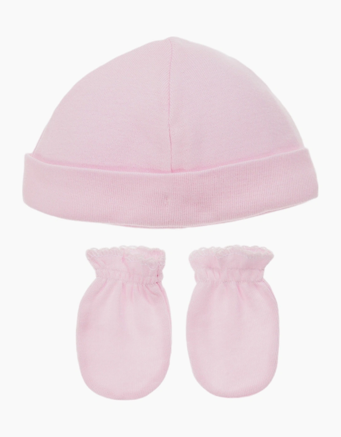 BABIDU Pink Hat and Mits Set - Size: 0 (Newborn)