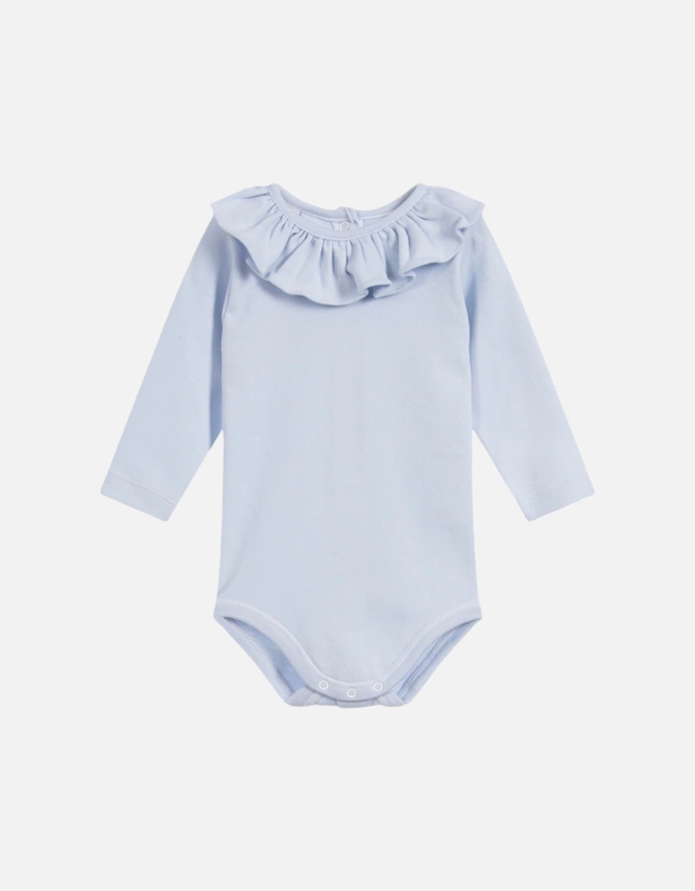 Blue Long Sleeve Frill Collar Body