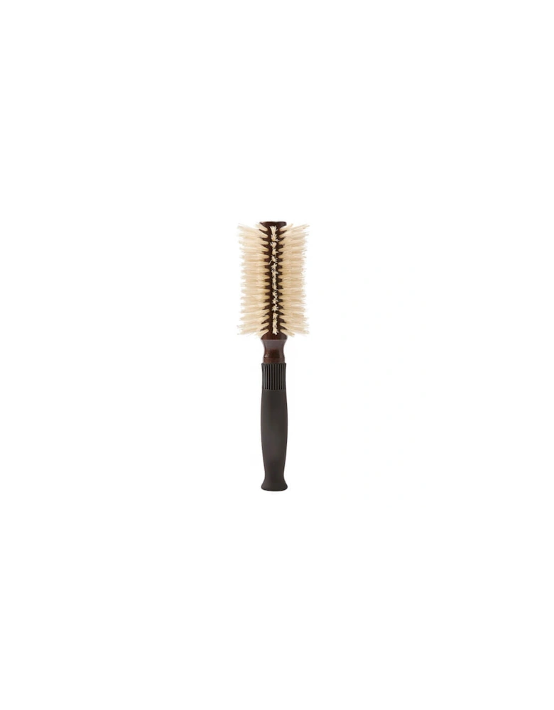 Pre-Curved Blowdry Hairbrush with Natural Boar-Bristle and Wood - 12 Rows