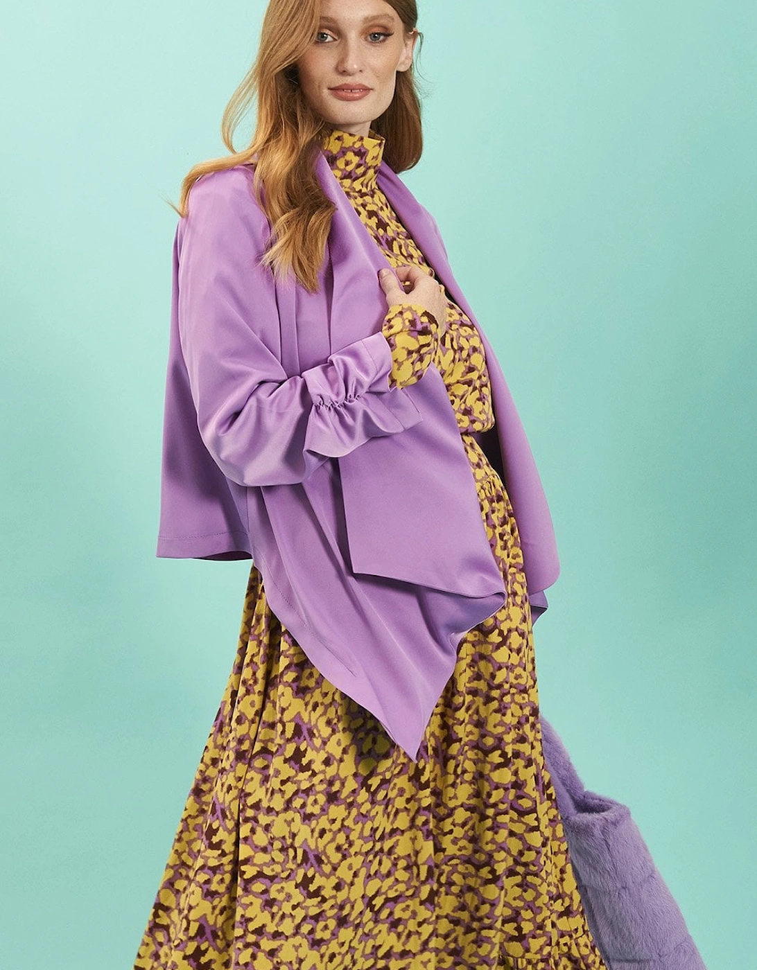 Purple Silk Blend Waterfall Jacket, 5 of 4