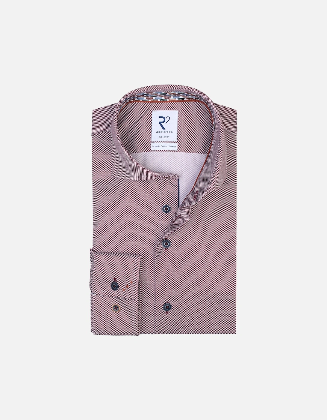 Cut Away Dog Tooth Check Shirt Bordeaux, 5 of 4