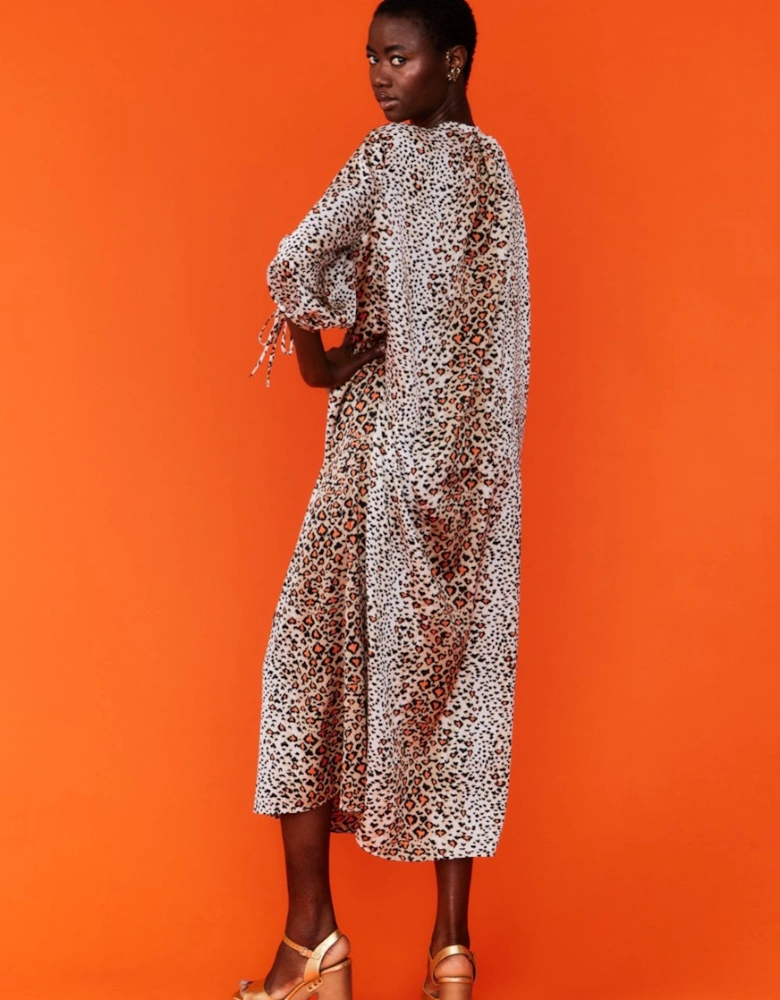 Silk Blend Animal Print Maxi Dress