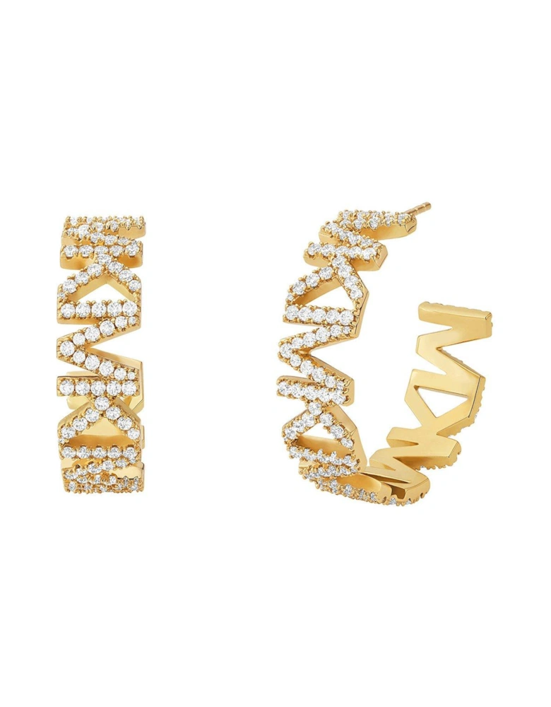 Premium 14K Gold-Plated Brass Logo Large Hoop Earrings