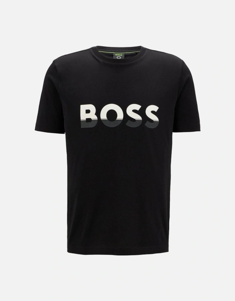 Men's Black T-shirt With Colour Block Chest Logo