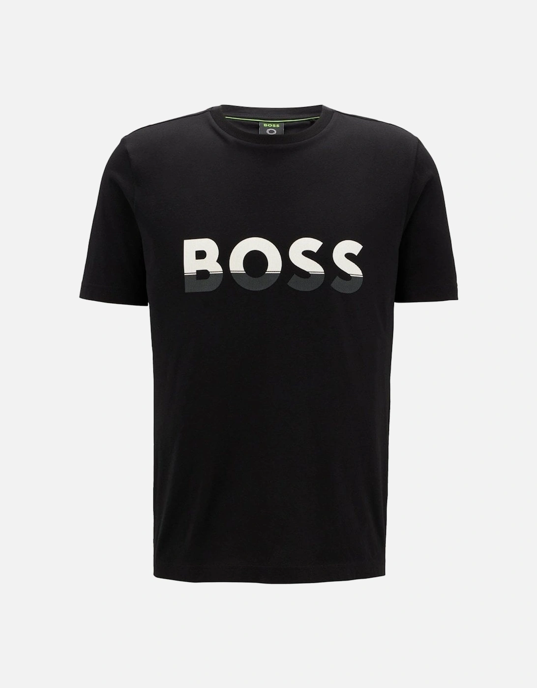 Men's Black T-shirt With Colour Block Chest Logo, 4 of 3