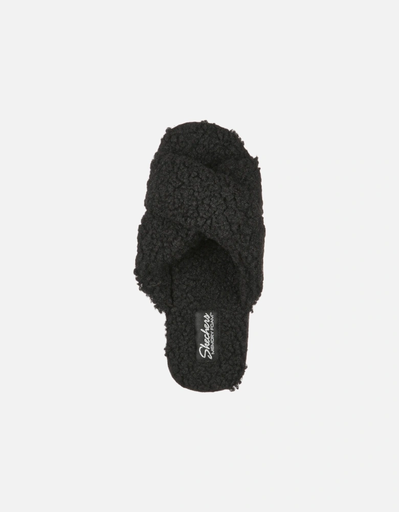 Womens Cozy Slide Crossover Sherpa Slip On Slippers