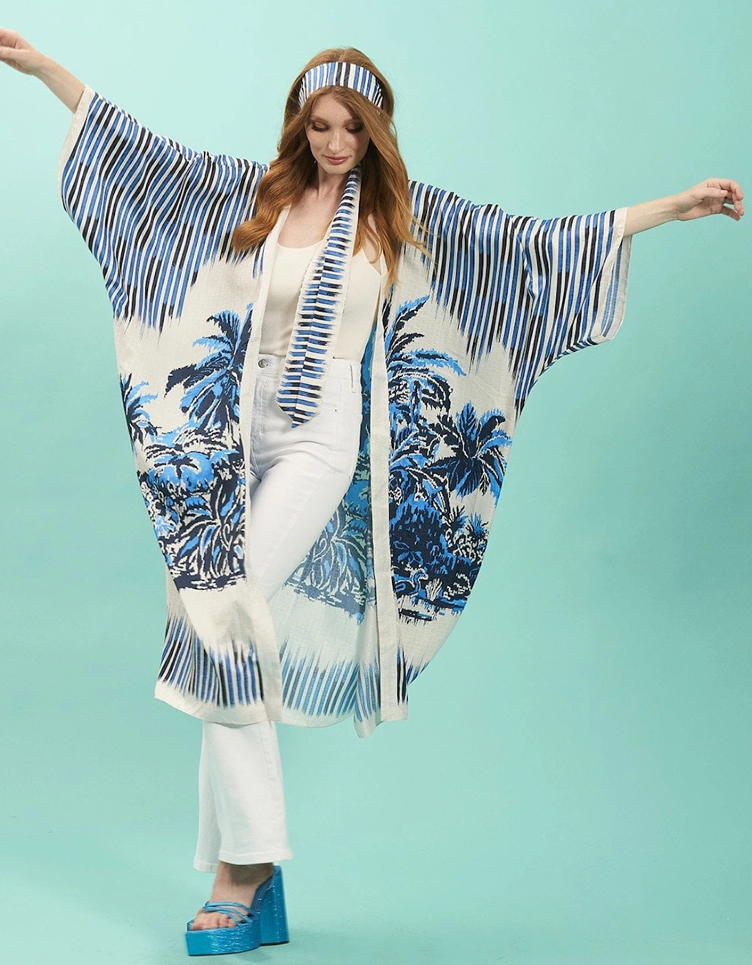 Bamboo Blend Patchwork Maxi Kimono, 5 of 4