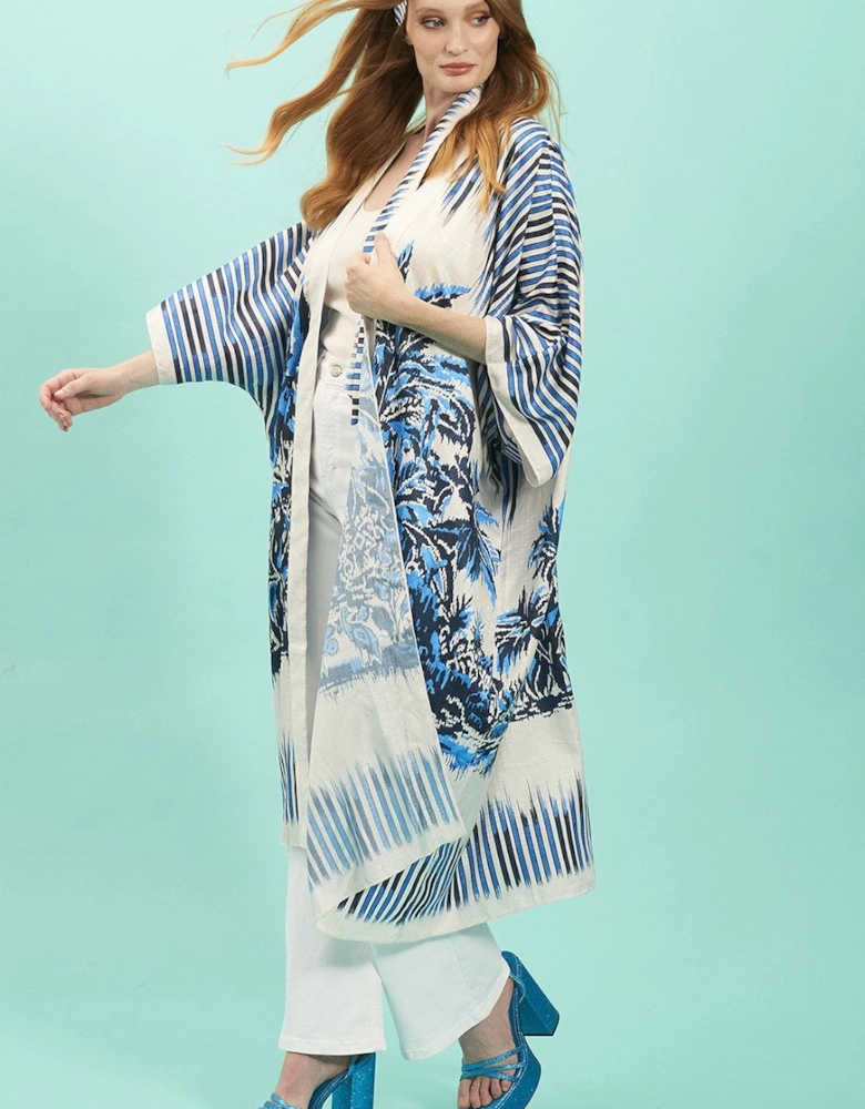 Bamboo Blend Patchwork Maxi Kimono