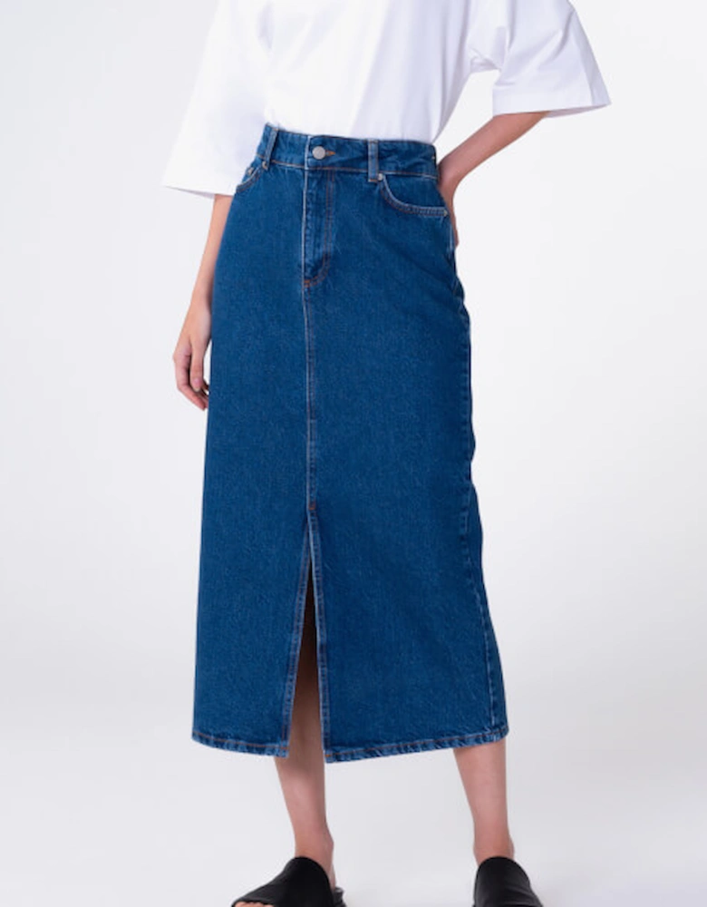Greta Organic Cotton-Denim Midi Skirt