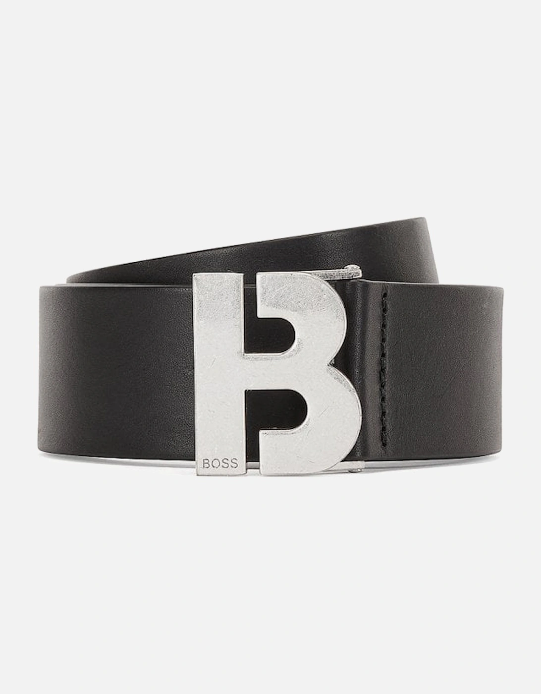 B Icon Leather Black/Silver Belt, 4 of 3