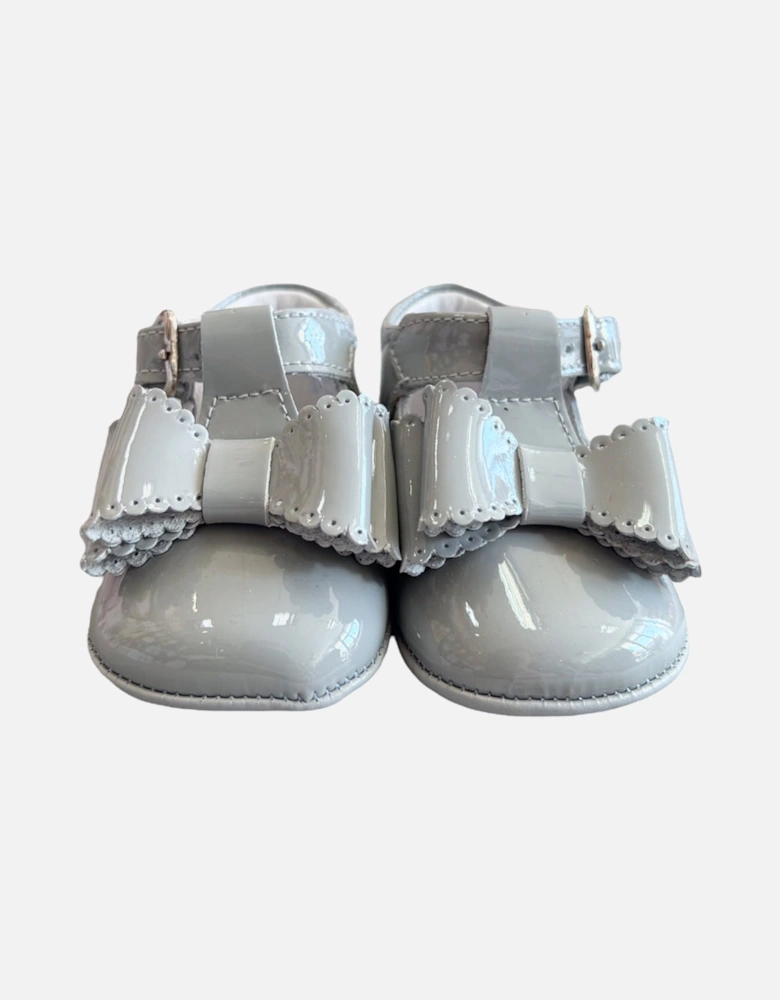 Grey Bow Patent Leather Pre Walkers