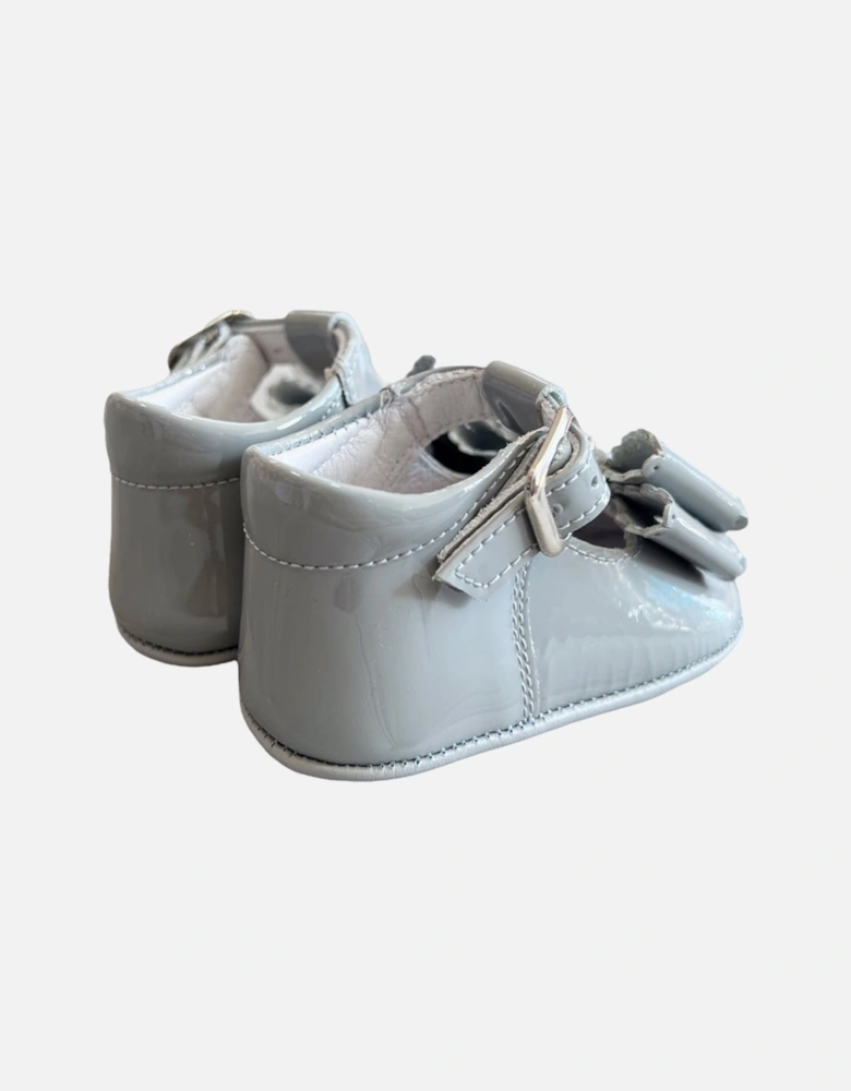 Grey Bow Patent Leather Pre Walkers