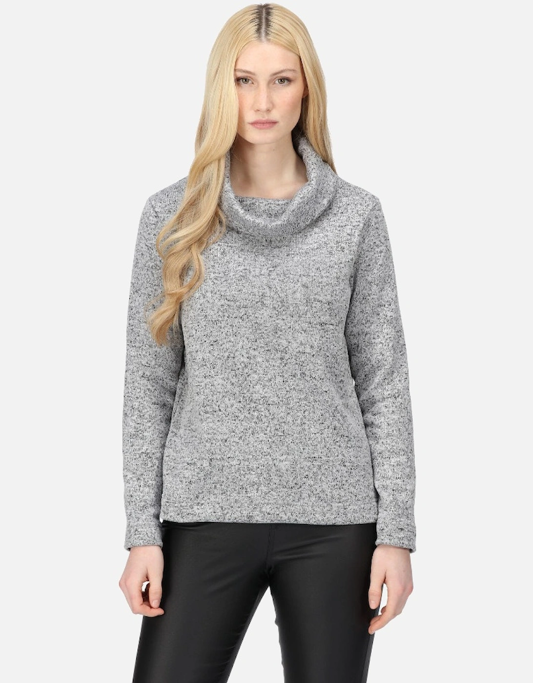 Womens Hedda Cowl Neck Knit Effect Fleece Sweat, 5 of 4