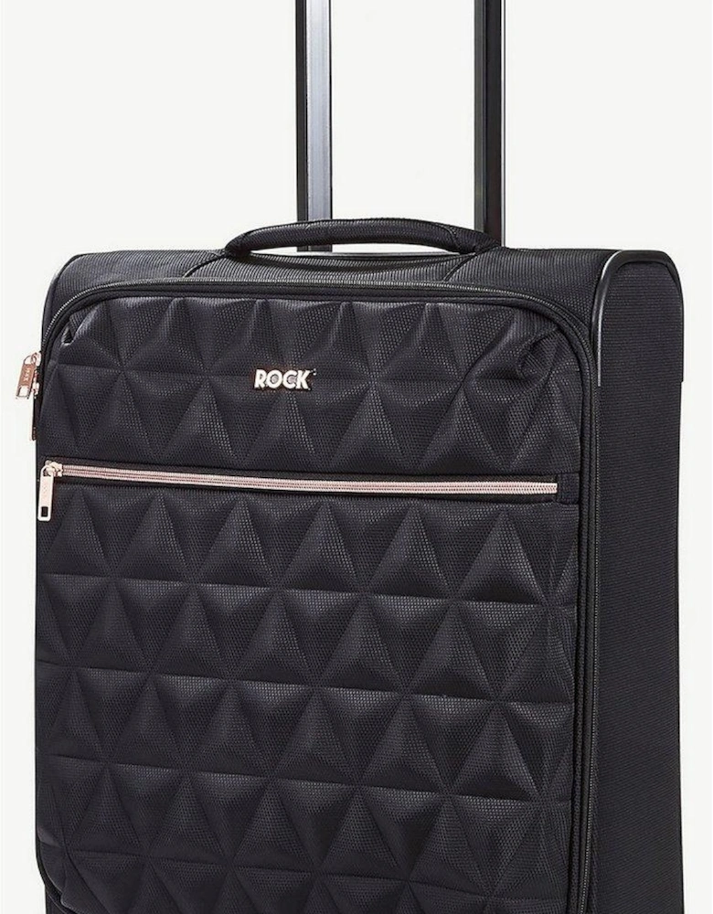 Jewel 4 Wheel Soft Cabin Suitcase - Black