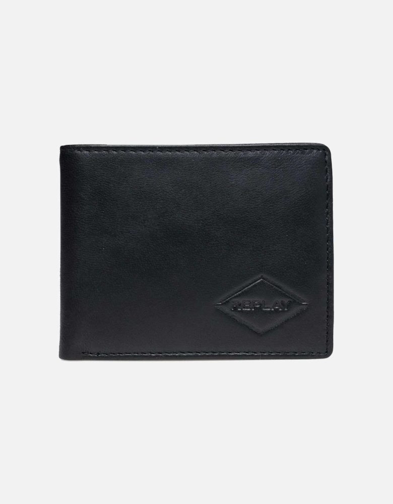 Embossed Logo Leather Black Wallet
