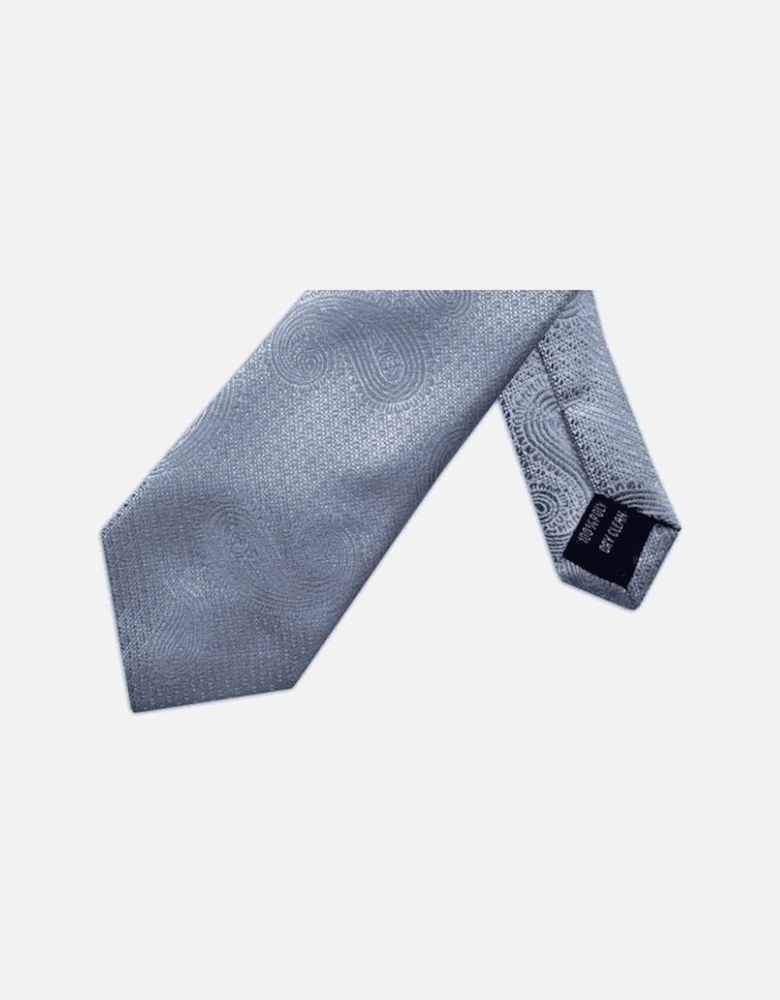 Silver Paisley Woven Poly Tie Set