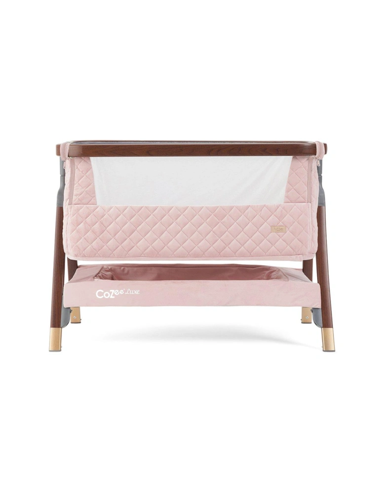 CoZee Luxe Bedside Crib - Walnut/Blush