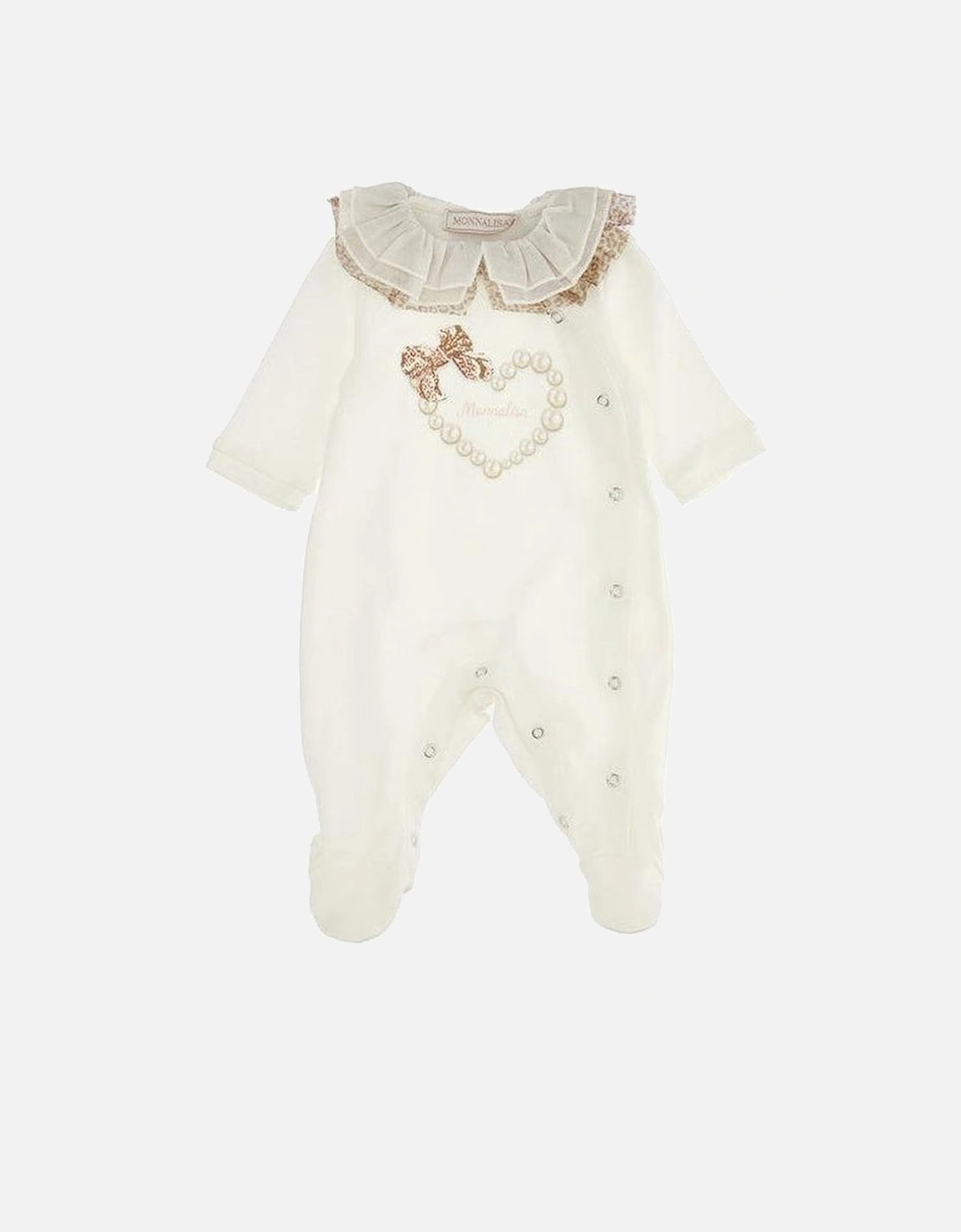 Girls Cream Leopard Print Babygrow, 3 of 2