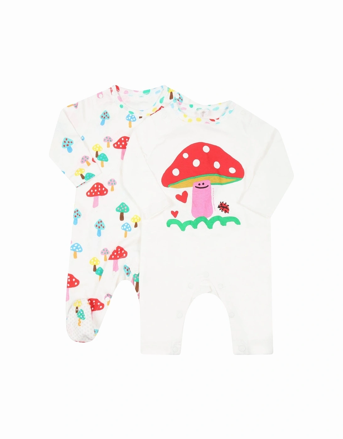 Baby Girls Mushroom Logo Babygrow Set White, 6 of 5