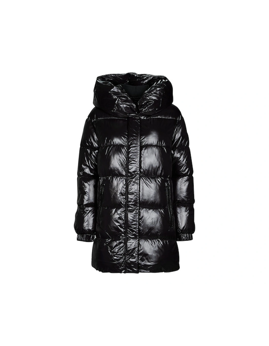 HORIZONTAL QUILTED DOWN COAT WITH  ATTACHED HOOD, 7 of 6