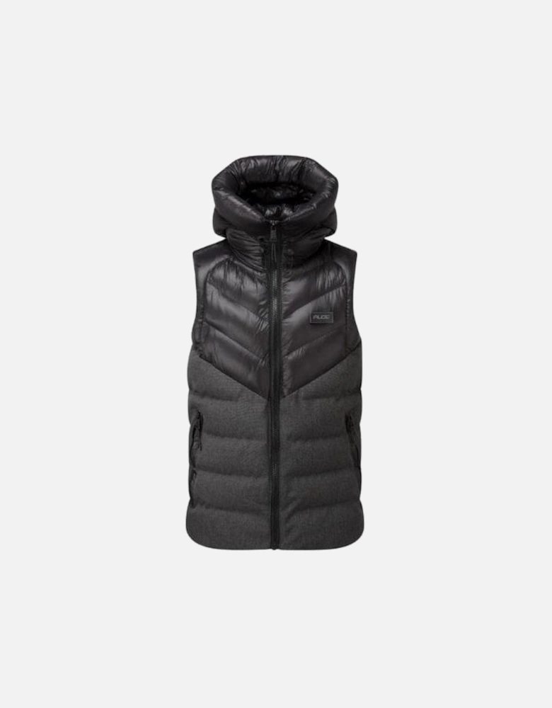 Polyester Contrast Panelling Hooded Black Padded Gilet