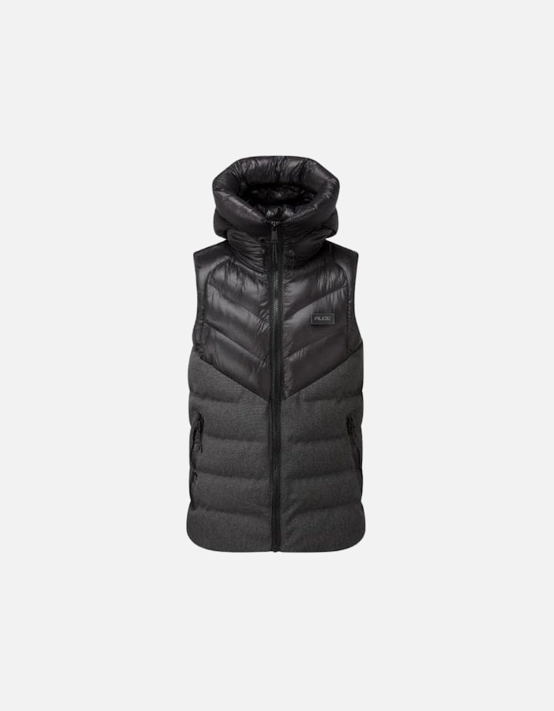 Polyester Contrast Panelling Hooded Black Padded Gilet, 4 of 3