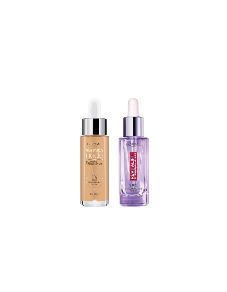 L'Oreal Paris Hyaluronic Acid Revitalift Filler Serum and True Match Tinted Serum Duo - 4-5 Medium