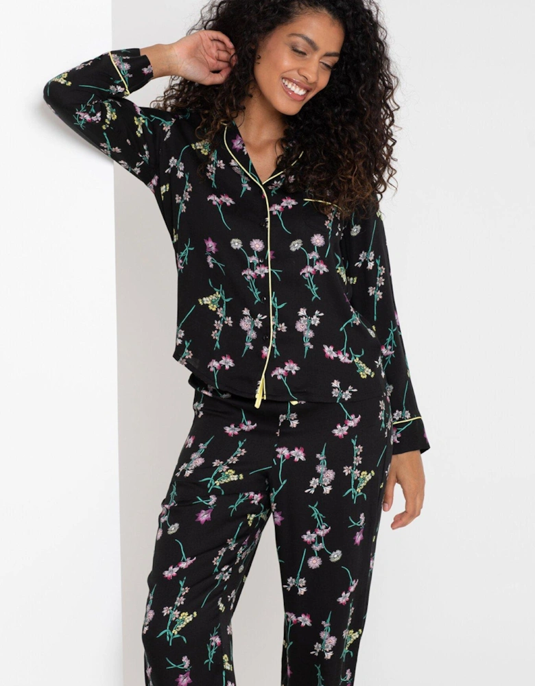 Pour Moi Luxe Woven Pyjama - Black/Multi