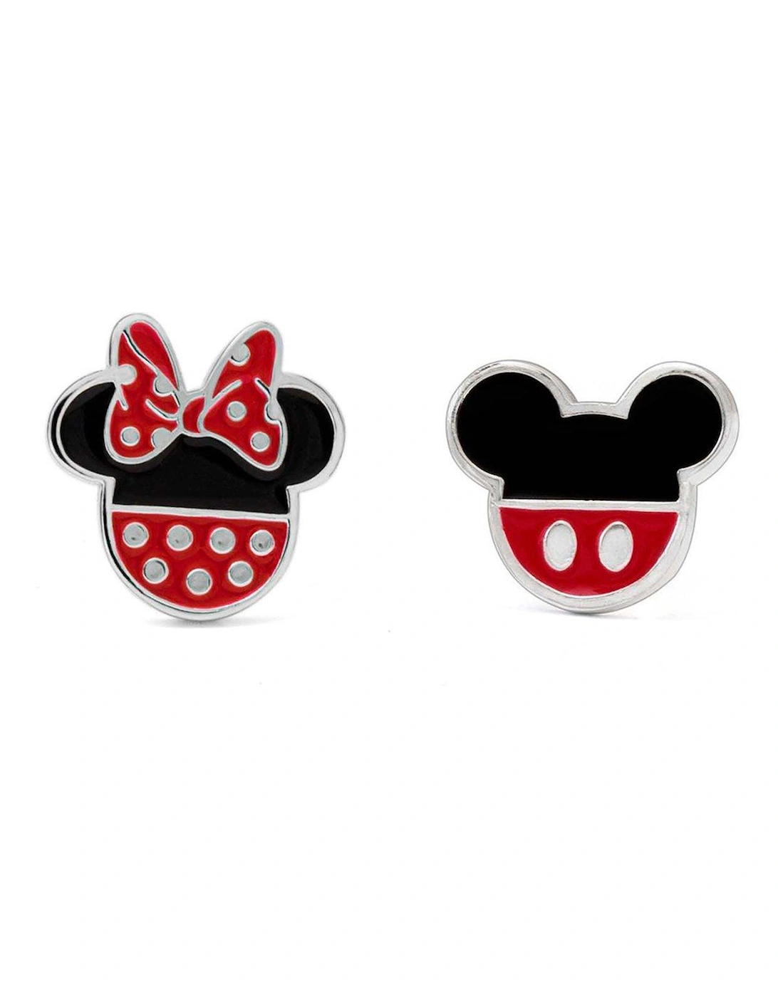 Mickey and Minnie Mouse red and black Silver Plated Enamel Filled Earrings EF00258SL, 3 of 2