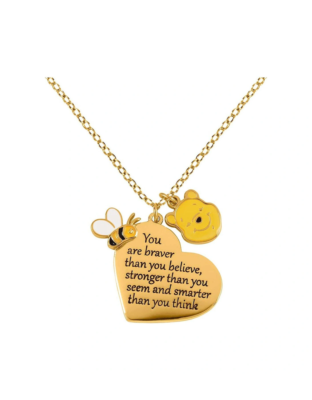Winnie The Pooh Yellow Gold Plated Brass Heart shaped Necklace NF00678YL-18.PH, 3 of 2