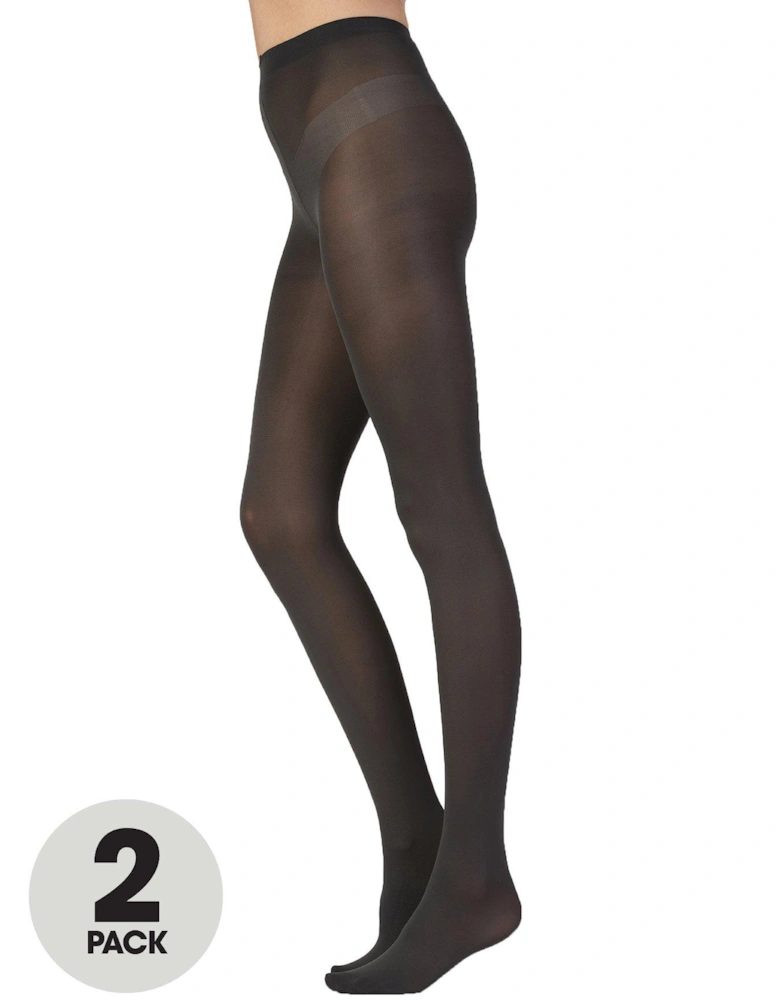60D Opaque Tights 2PP - Charcoal